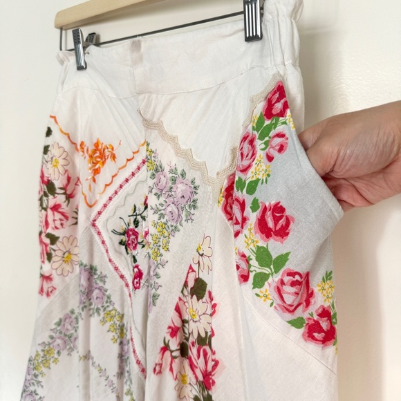 NWT Anthropologie Patchwork Embroidered Linen Wide-Leg Pants | Size S - Picture 14 of 15